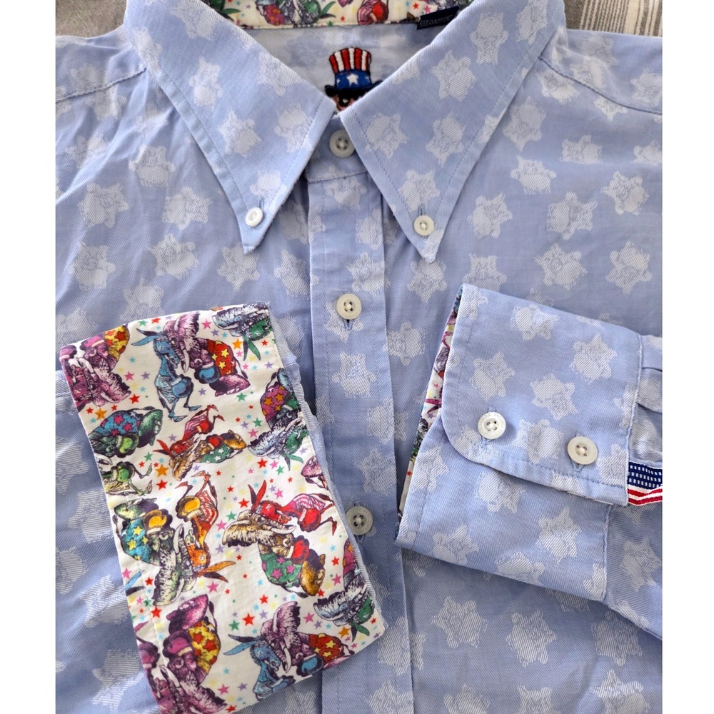 Robert Graham Voter Sport Republican Elephant Flip Cuff L/S Button Shirt 2XL